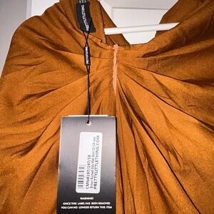 PrettyLittleThing One Shoulder Rust Dress